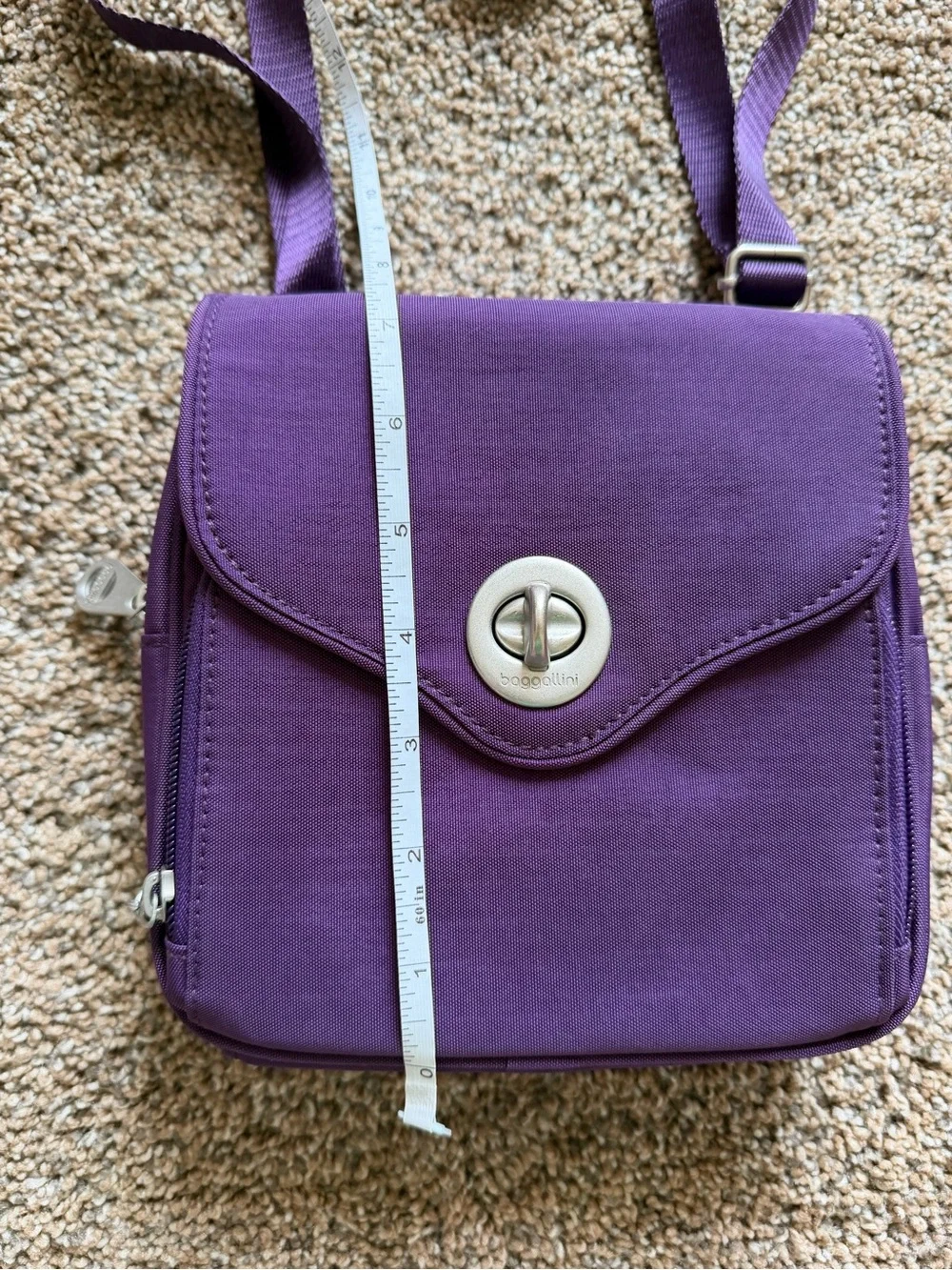 BAGGALLINI Plum Purple Kiss-Lock Nylon Zippered Crossbody Shoulder Bag